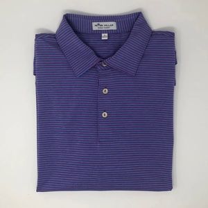 Peter Millar Summer Comfort Purple & Blue Striped Polo Shirt Size L